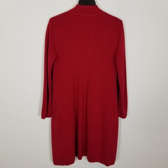 Chico's Women Size Cotton Knit Long Cardigan Sweater Size M Red Pocket Lagenlook - Picture 4 of 9